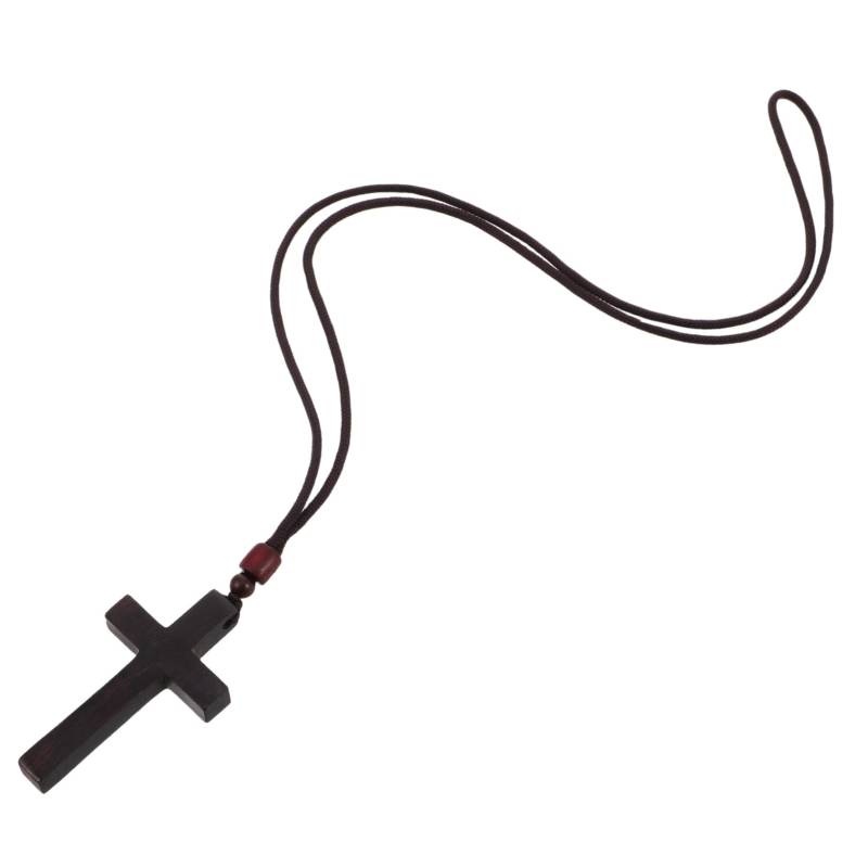 DRESSOOS Kreuziges Auto hängend christliches kleine Holzkreuze hängende Ornamente Nonne Halskette Herren Kreuz Halsketten Nonne Kreuz Halskette Kostüm Kreuzanhänger Kabel Black von DRESSOOS