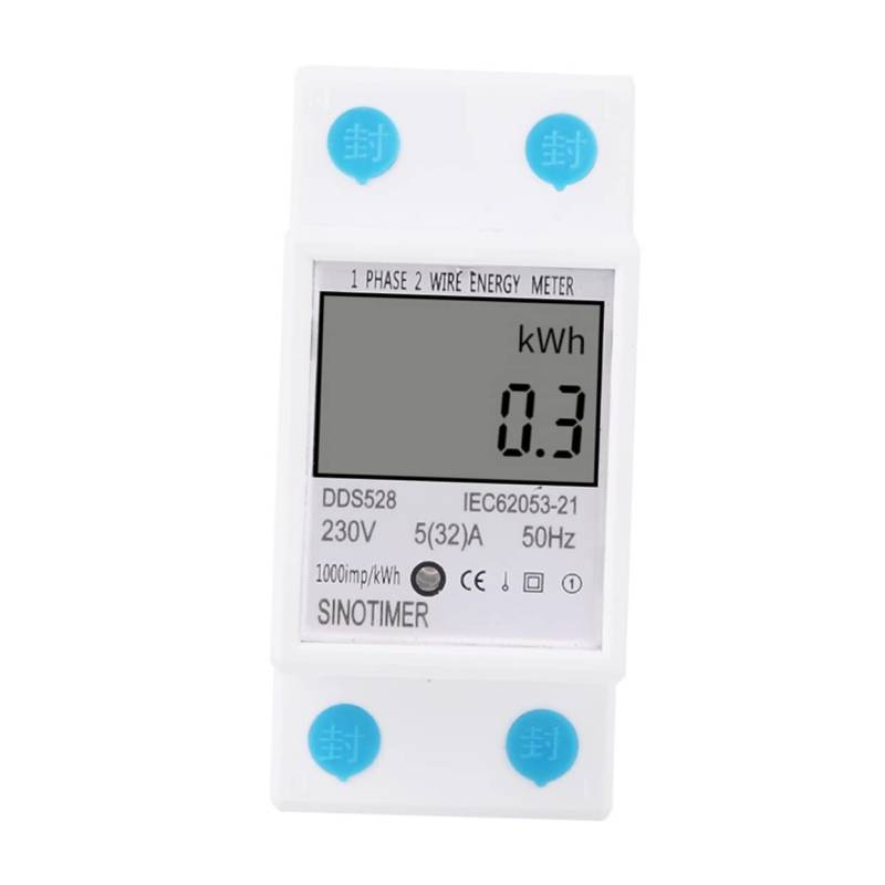 DRESSOOS Langlebiger 5 32A Einzelhaushalts Mini Energiezähler Mit LCD Anzeige Hutschienenmontage Volt Ampere Leistungsmesser Für 50 Hz Ideal Für Präzise Energieüberwachung von DRESSOOS