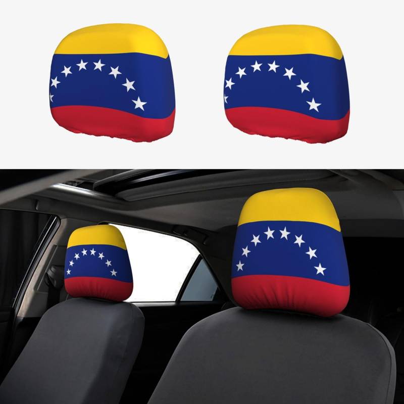 DRGFCXE Elastische Auto-Kissenbezüge mit Flagge von Venezuela, 2 Stück, passend zur Ergänzung Ihres Autoinnenraums von DRGFCXE