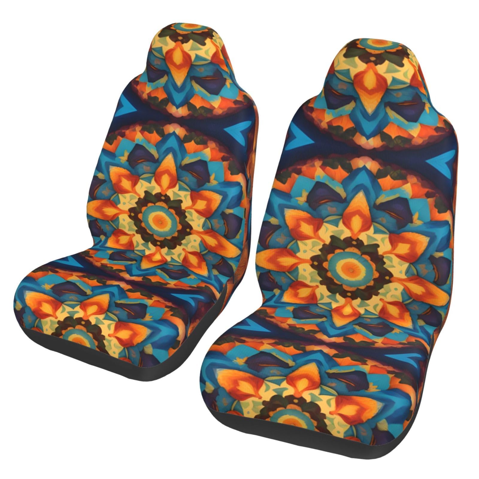 DRGFCXE Kaleidoscope Mandala 2 Pack Autositzbezüge Alte Autositzbezüge Renovierung Abdeckung Universal Autositzschoner Elastische LKW Autositzschoner von DRGFCXE