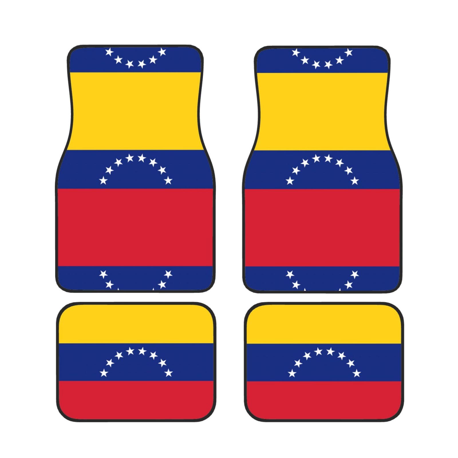 Flagge Venezuelas Auto Fußmatten Set von 4 Stück - Staubdicht Schmutzabweisend Auto Innenraum Dekorative Matten Rutschfeste Matten für Auto Bodenschutz von DRGFCXE