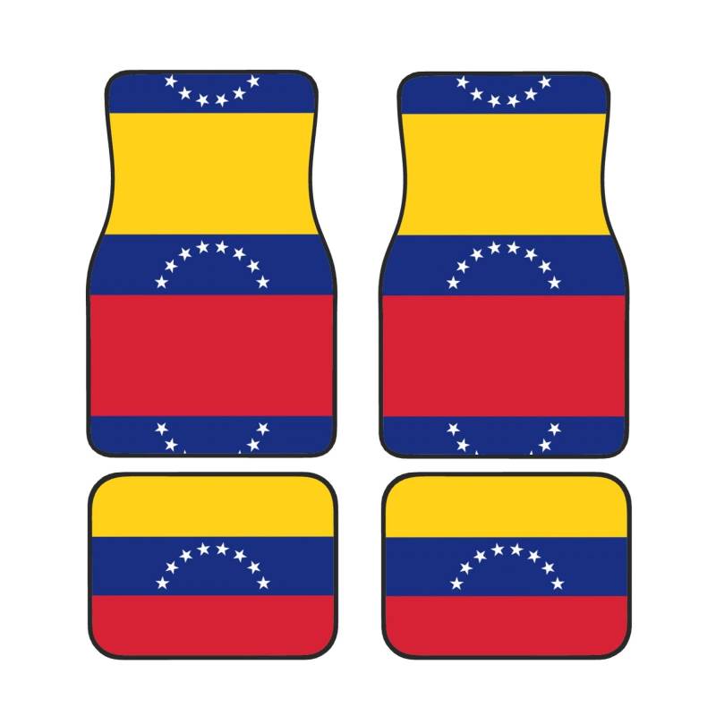 Flagge Venezuelas Auto Fußmatten Set von 4 Stück - Staubdicht Schmutzabweisend Auto Innenraum Dekorative Matten Rutschfeste Matten für Auto Bodenschutz von DRGFCXE