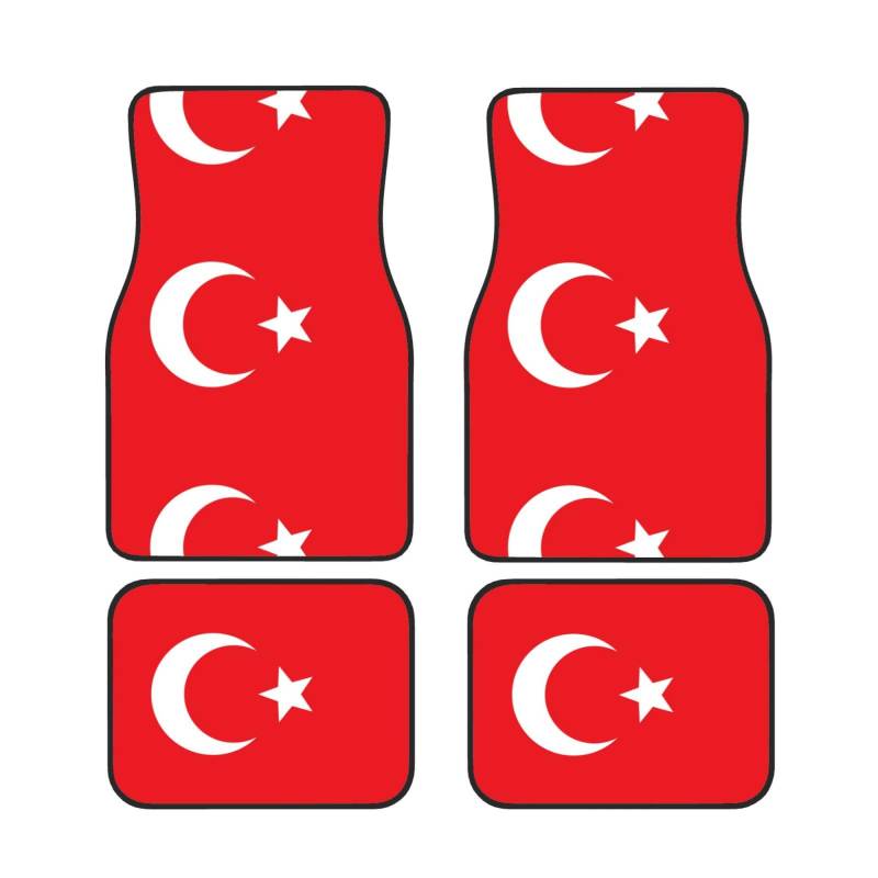 Flagge der Türkei Auto Fußmatten Set von 4 Stück - Staubdicht Schmutzabweisend Auto Innenraum dekorative Matten rutschfeste Matten für Auto Bodenschutz von DRGFCXE