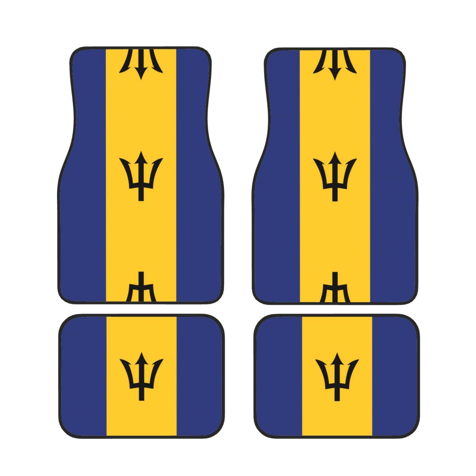 Flagge von Barbados Auto Fußmatten Set von 4 Stück - Staubdicht Schmutzabweisend Auto Innenraum dekorative Matten rutschfeste Matten für Auto Bodenschutz von DRGFCXE