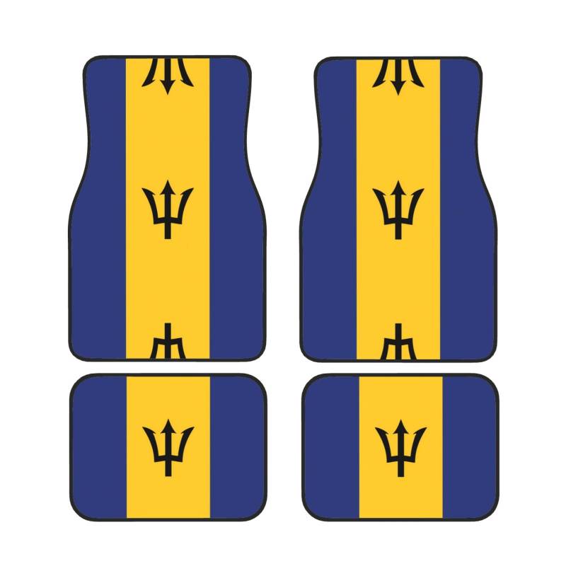 Flagge von Barbados Auto Fußmatten Set von 4 Stück - Staubdicht Schmutzabweisend Auto Innenraum dekorative Matten rutschfeste Matten für Auto Bodenschutz von DRGFCXE