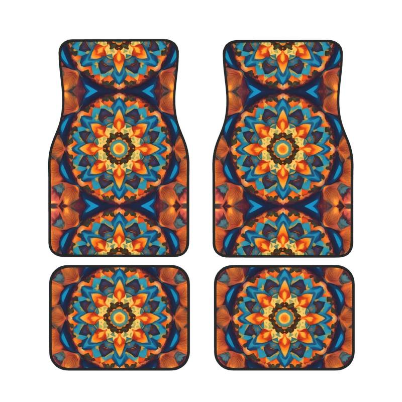 Kaleidoscope Mandala Auto Fußmatten Set von 4 Stück - Staubdicht Schmutzabweisend Auto Innenraum Dekorative Matten Anti-Rutsch-Matten für Auto Bodenschutz von DRGFCXE