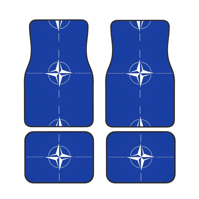 NATO Flagge Auto Fußmatten Set mit 4 Stück - Staubdicht Schmutzabweisend Auto Innenraum Dekorative Matten Anti-Rutsch-Matten für Auto Bodenschutz von DRGFCXE