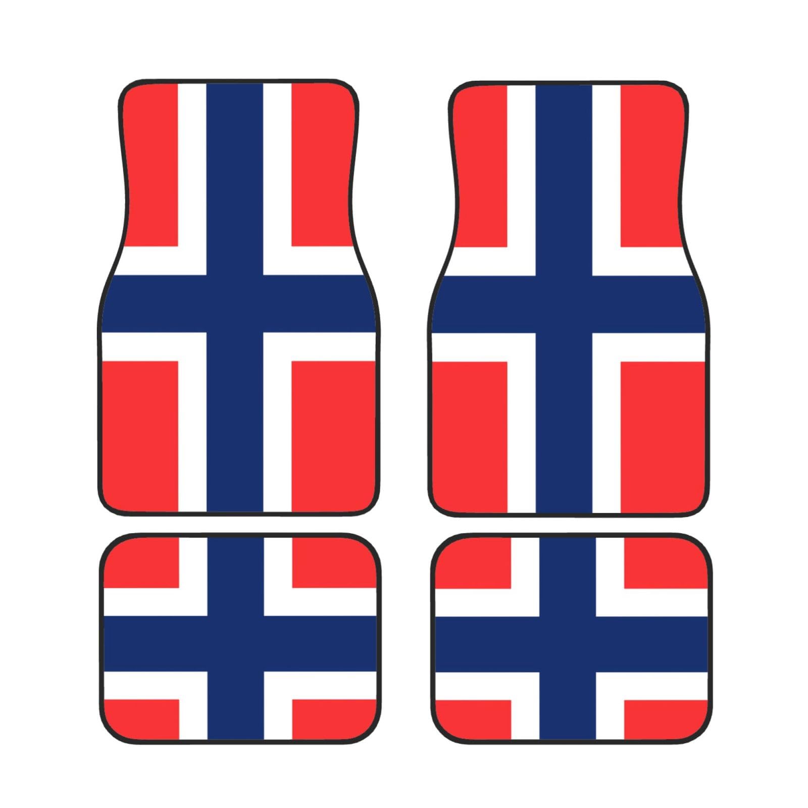 Norwegische Flagge Auto Fußmatten Set von 4 Stück - Staubdicht Schmutzabweisend Auto Innenraum dekorative Matten rutschfeste Matten für Auto Bodenschutz von DRGFCXE