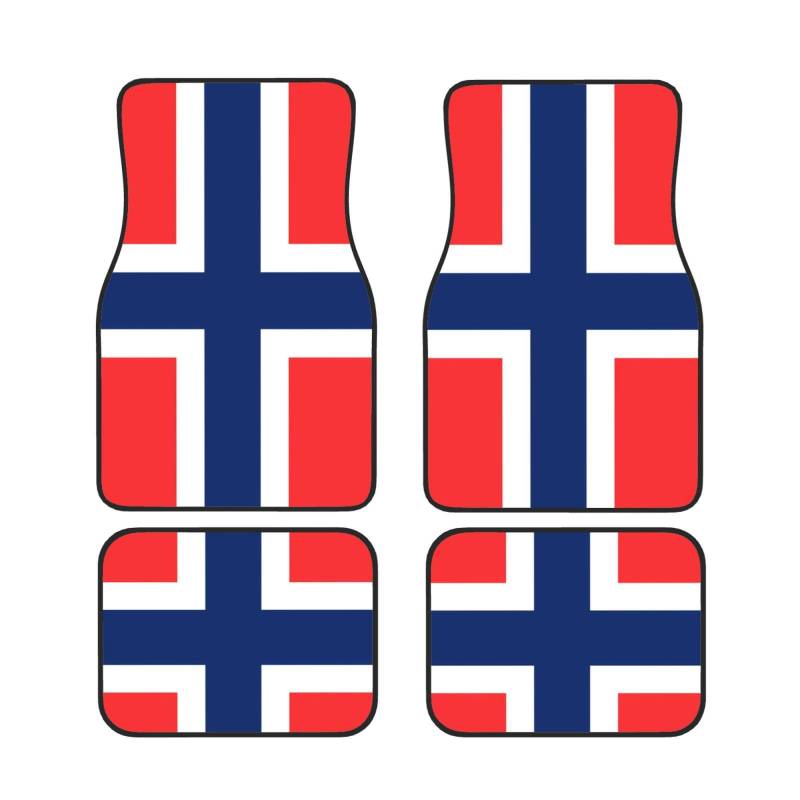 Norwegische Flagge Auto Fußmatten Set von 4 Stück - Staubdicht Schmutzabweisend Auto Innenraum dekorative Matten rutschfeste Matten für Auto Bodenschutz von DRGFCXE