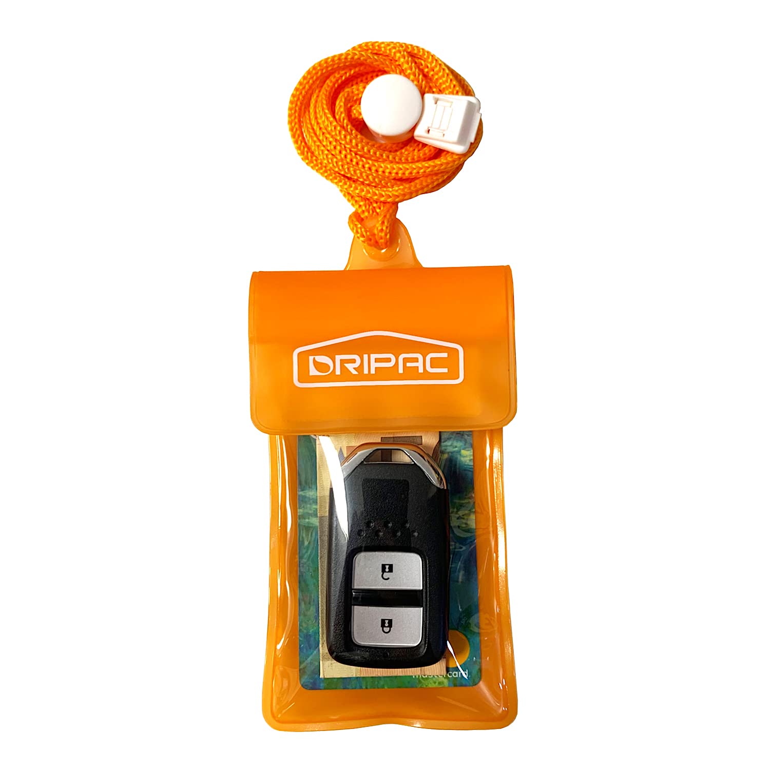 DRIPAC Wasserdichte Schutzhülle für Autoschlüssel, wasserdicht, für Schlüssel, Ausweis, Kreditkarten, Geld (Orange) von DRIPAC