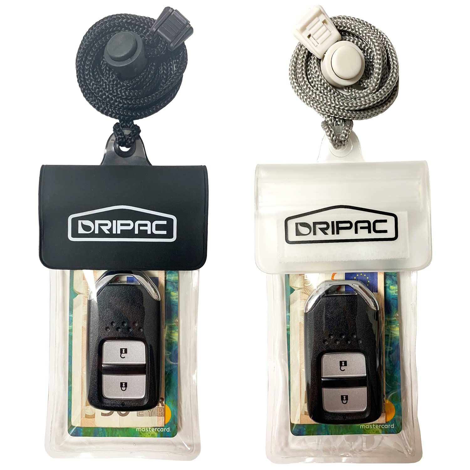 DRIPAC wasserdichte Schutzhülle für Autoschlüssel, wasserdicht, für Schlüssel, Ausweis, Kreditkarten, Geld (schwarz + weiß) von DRIPAC