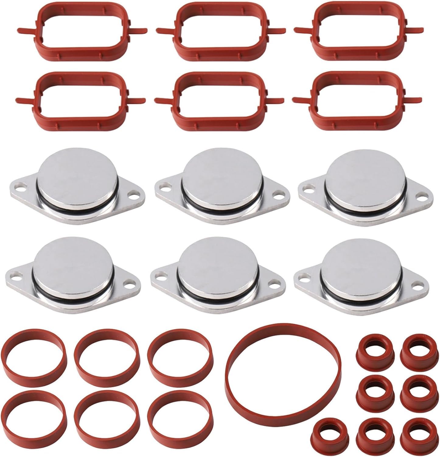 DROMEDARY 22mm Dichtungen der Ansaugbrücken，Ansaugbrücke Dichtungssatz，6 Drallklappen für 1er 3er 5er E87 E39 E46 E53 E90 E91 E60 X5 E70 11612246949 von DROMEDARY