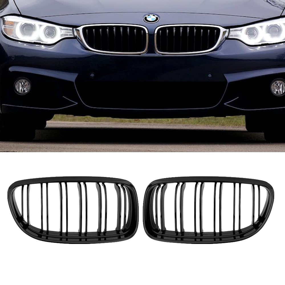 DROMEDARY Kühlergrill Nieren Schwarz für BMW 3er E90 E91 2009-2011 ABS-Doppellamellen, schwarz glänzende Grills von DROMEDARY