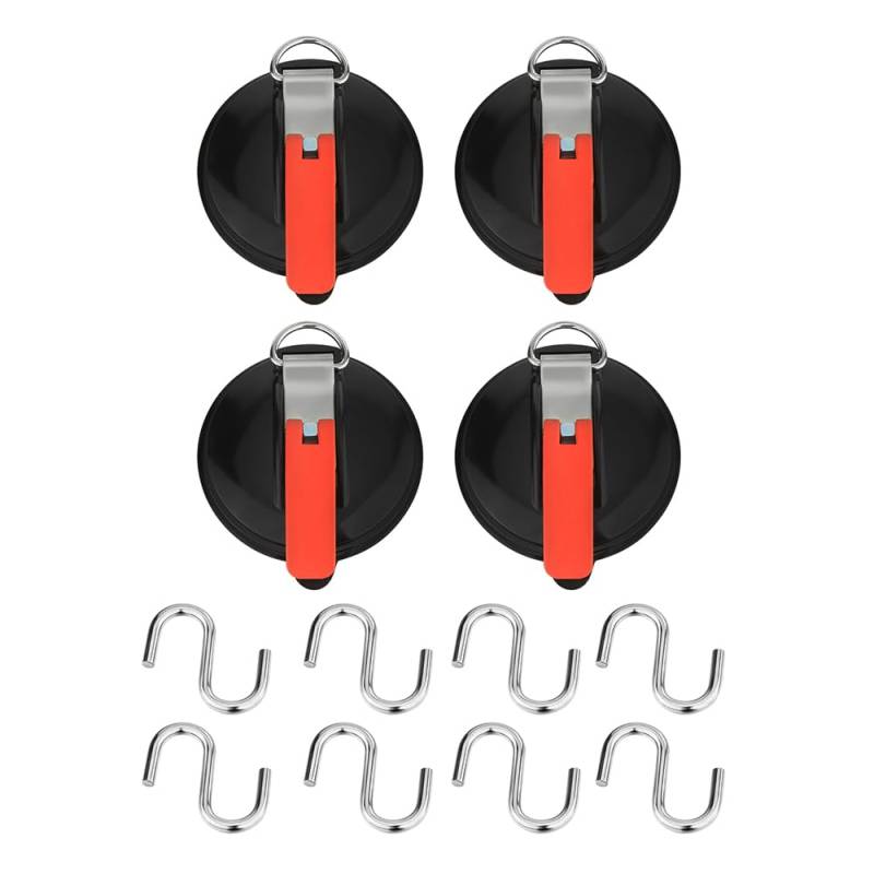 DROMEDARY Saugnapf Haken,Saugnapfset,4 Saugnapfe mit 8 S-Haken,Saughaken Set für Haushalt,Werkstatt und Camping,Geeignet zum Anschließen von Markisen, Wäscheleinen usw,Auto Spanner von DROMEDARY