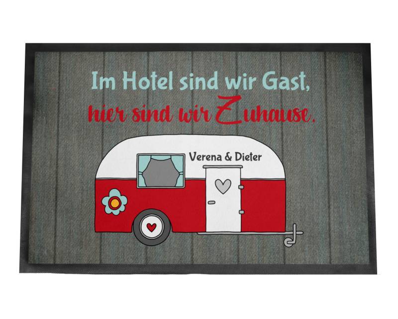 Personalisierte Fußmatte Wohnwagen. Camping Fußabstreifer mit Spruch. von DRUC KLAUS