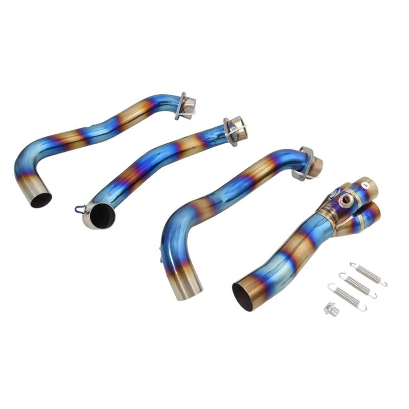 DRYIUBVF Für Daytona 675 675R 2013 2014 2015 2016 2017 Motorradauspuff Für Escape Header Slip On Front Link Pipe Schalldämpfer Endrohre Moto(Blue) von DRYIUBVF