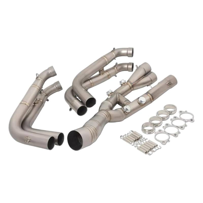 DRYIUBVF Für S1000RR S1000R 2019 2020 2021 2022 Motorradauspuff Für Fluchtsysteme Header Vorne Und Mittleres Verbindungsrohr Schalldämpfer Endrohre Moto(Silver) von DRYIUBVF