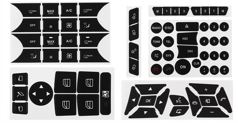 DRYIUBVF Kompatibel Mit Benz Für A-Klasse W176 Für B-Klasse W246 Für SL-Klasse R231. Autoknopf-Reparatur, Matte Aufkleber. Auto Knopf Aufkleber von DRYIUBVF