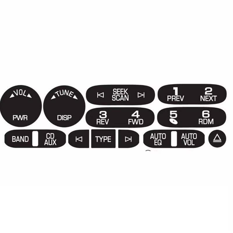 DRYIUBVF Kompatibel Mit Cadillac Für Isuzu 2002–2005 2006, Autozubehör Für Radio-Navigations-Steuertaste, Reparatur-Aufkleber-Set, Armaturenbrett Auto Knopf Aufkleber von DRYIUBVF