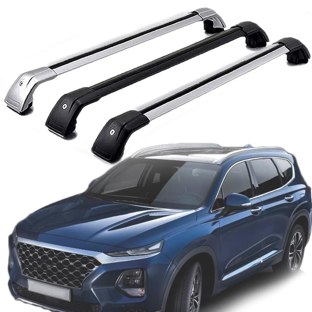 Dachträger für Hyundai Santa FE IV III 2012-2023, Dachgepäckträger Fahrradträger Dachboxen Skihalter Querträger Zubehör,Black-Silver Dachträger für Hyundai Santa FE IV III 2012-2023, Dachgepäckträger Fahrradträger Dachboxen Skihalter Querträger Zubehör,Black-Silver von DRZTT