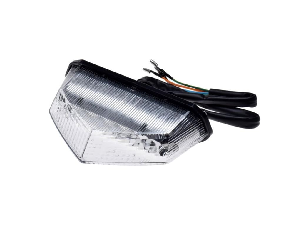 DS MOTION Rücklicht weiß mit 8 LED, universal, für Aprilia, CPI, Derbi, Gilera, MH, Rieju, 3 Rundstecker von DS MOTION