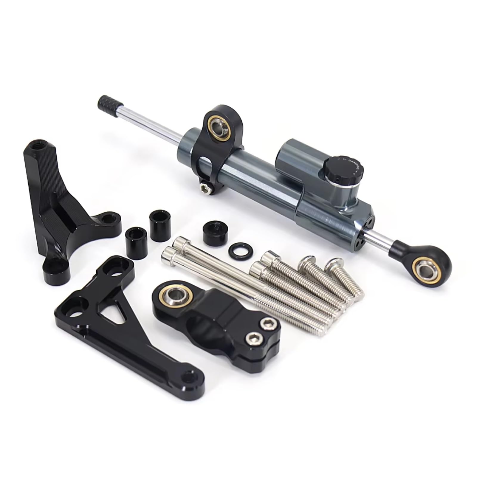 DSEQOPHH Motorrad Lenkungsdämpfer Für CB1000R Für CB 1000 R Für CB 1000R 2018 2019 2020 2021 2022 2023 Motorrad Lenkung Stabilisieren Dämpfer Halterung Linear Kit(Gray-Black) von DSEQOPHH