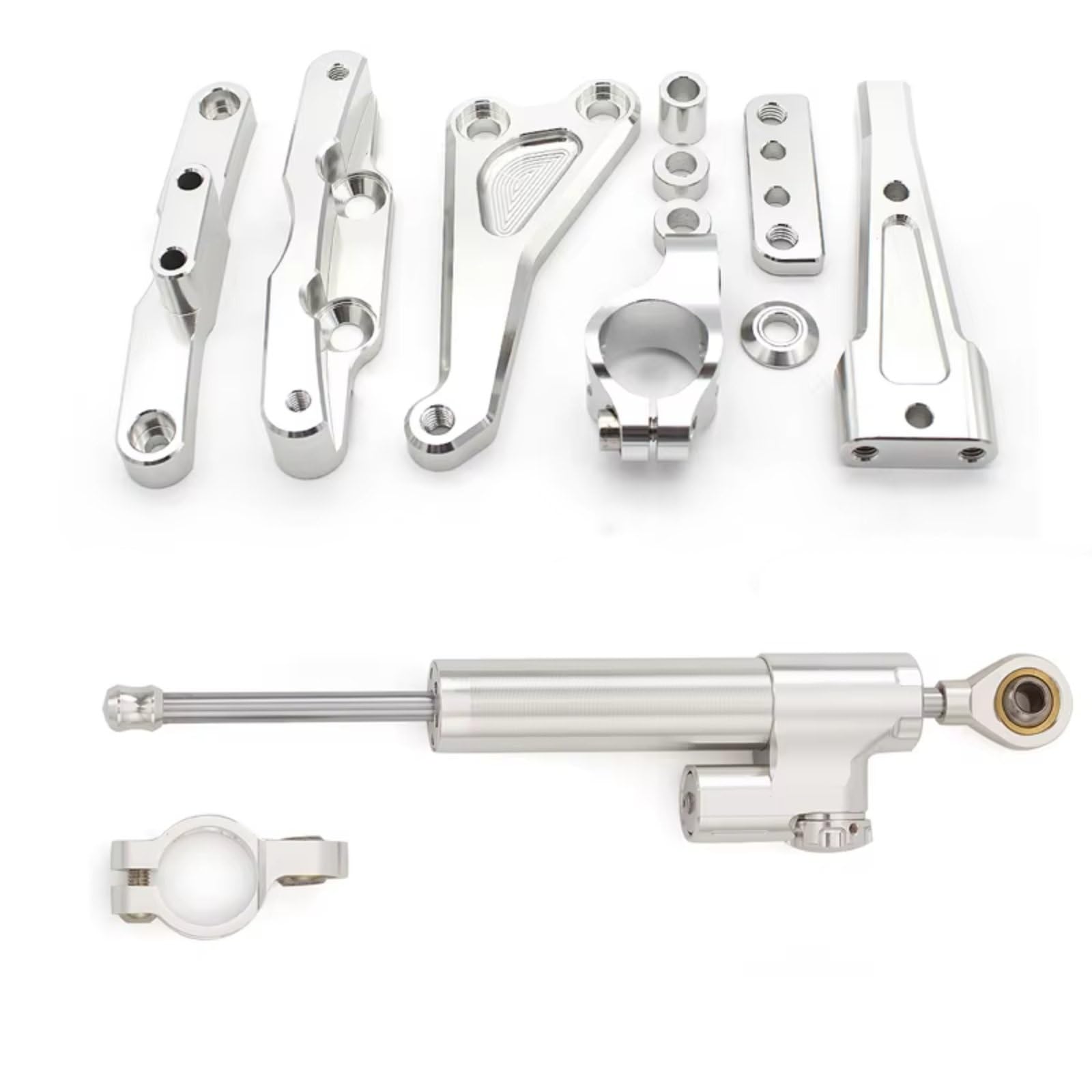 DSEQOPHH Motorrad Lenkungsdämpfer Für CB650F Für CB650-F 2014–2019 Motorrad Lenkungsdämpfer Stabilisierende Dämpferhalterung Verstellbares Montage CNC Kit(Silver) von DSEQOPHH