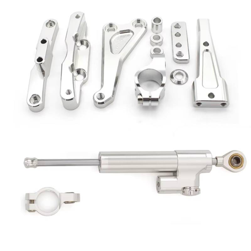 DSEQOPHH Motorrad Lenkungsdämpfer Für CB650F Für CB650-F 2014–2019 Motorrad Lenkungsdämpfer Stabilisierende Dämpferhalterung Verstellbares Montage CNC Kit(Silver) von DSEQOPHH