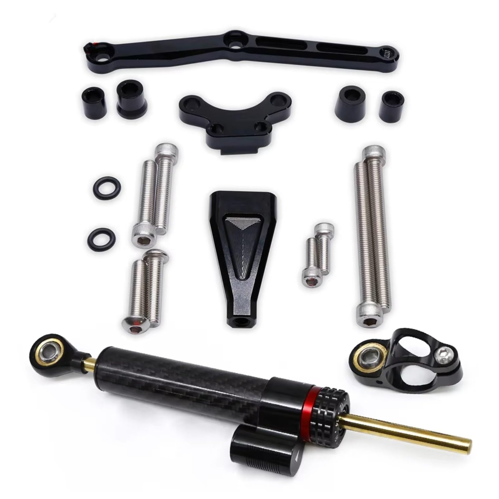 DSEQOPHH Motorrad Lenkungsdämpfer Für CB650R Für CB 650R 2018-2023 Motorrad Lenkungsdämpfer Stabilisator Halterung Montage Universal Linear Stoßdämpfer Kit(Black) von DSEQOPHH