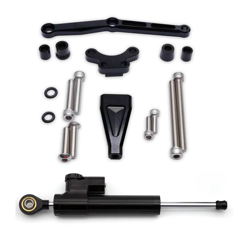 DSEQOPHH Motorrad Lenkungsdämpfer Für CB650R Für CB 650R 2018-2023 Universal Motorrad Lenkung Dämpfer Stabilisator Halterung Montage Unterstützung Kit CNC(Black) von DSEQOPHH