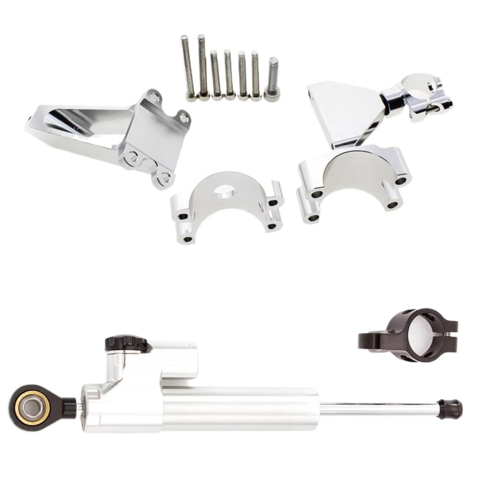 DSEQOPHH Motorrad Lenkungsdämpfer Für CBR600F Für F4 Für F4i 1999-2003 2000 2001 2002 Motorrad Stabilisator Dämpfer Lenkung Halterung Halter Unterstützung Kit(Silver) von DSEQOPHH