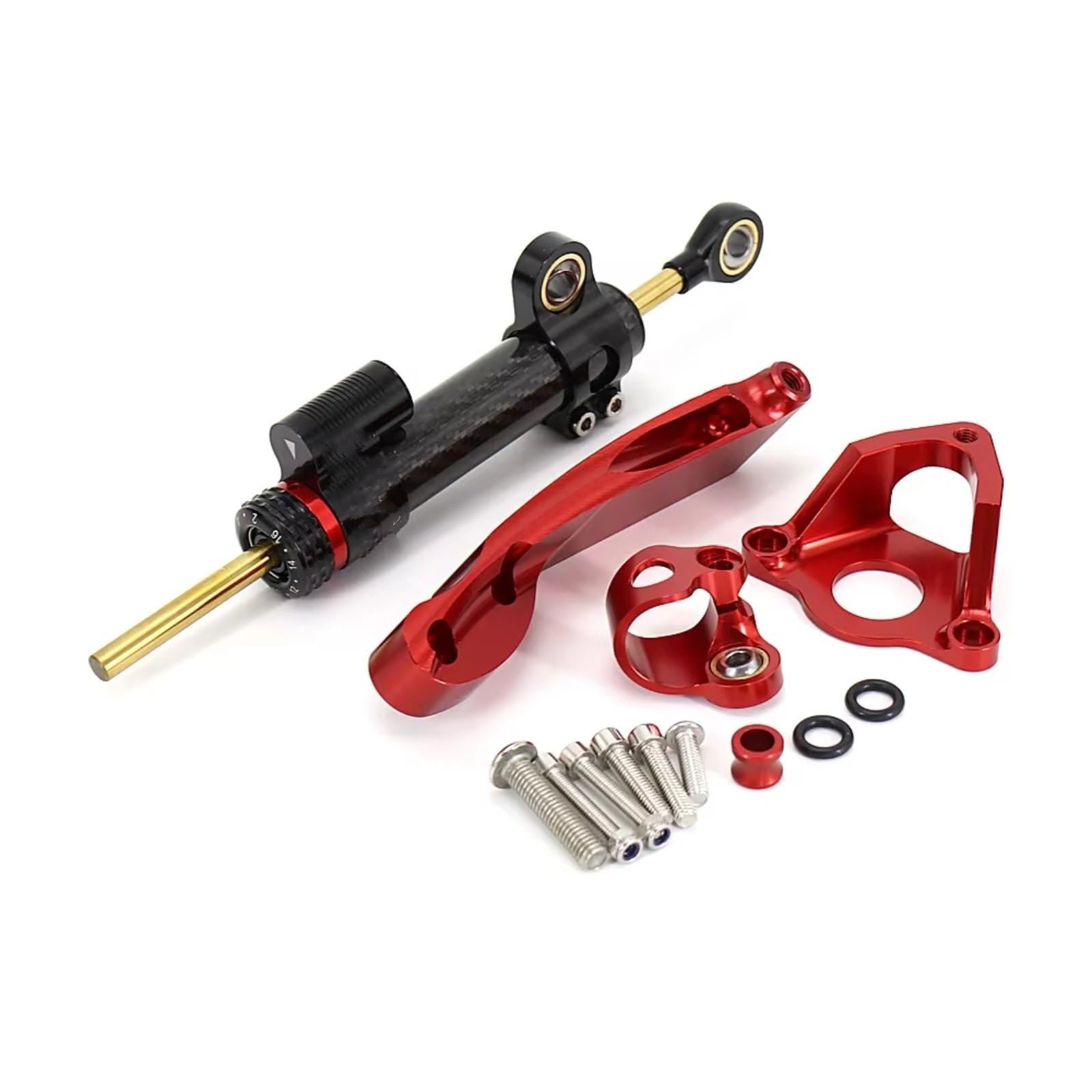 DSEQOPHH Motorrad Lenkungsdämpfer Für CBR600RR Für CBR 600 RR Für CBR 600RR 2007-2016 Motorrad Lenkungsdämpfer Stabilisator Halterung Halterung Einstellbare Kit(Black-Red) von DSEQOPHH