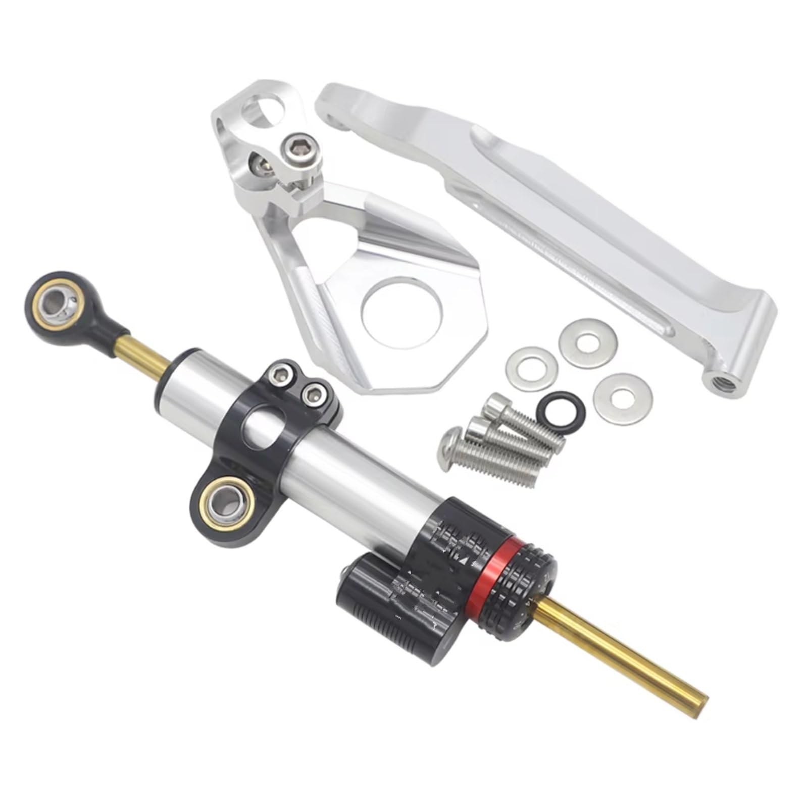 DSEQOPHH Motorrad Lenkungsdämpfer Für CBR600RR Für CBR-600RR Für CBR600 RR 2005 2006 Motorrad Stabilisator Lenkung Dämpfer Halterung Montage Kits(Silver) von DSEQOPHH