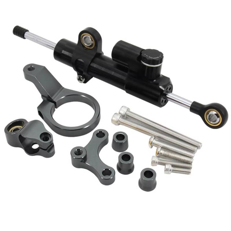 DSEQOPHH Motorrad Lenkungsdämpfer Für CBR650R 2019-2022 Für CBR 650R Für CBR 650 R Motorrad Einstellbare Lenkung Stabilisator Dämpfer Montage Halterung Kit Zubehör(Black-Gray) von DSEQOPHH