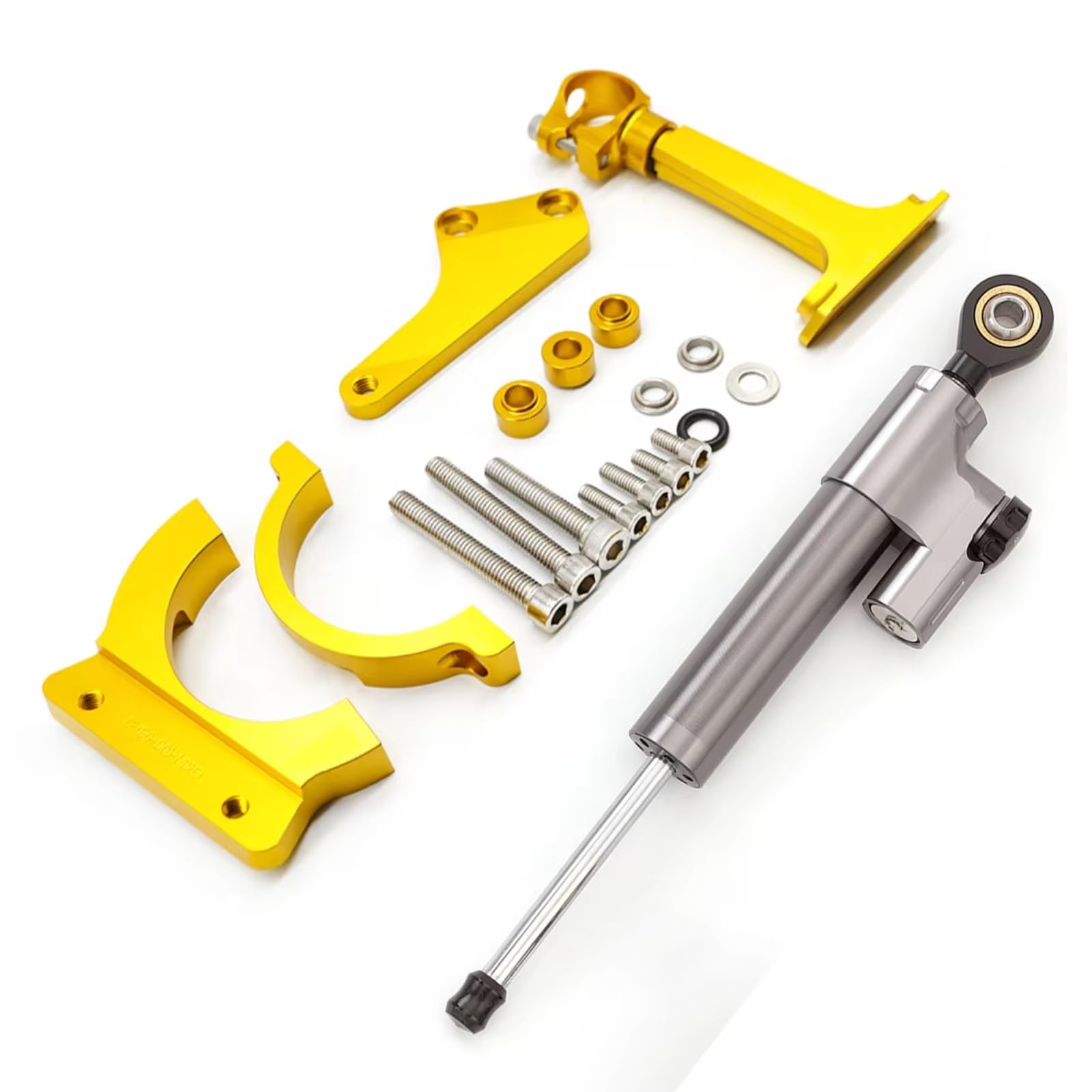 DSEQOPHH Motorrad Lenkungsdämpfer Für ER6N Für ER6F Für Ninja 650R 2006-2008 2007 Motorrad Lenkung Dämpfer Stabilisieren Halterung Unterstützung Montage Kit(Yellow-Gray) von DSEQOPHH