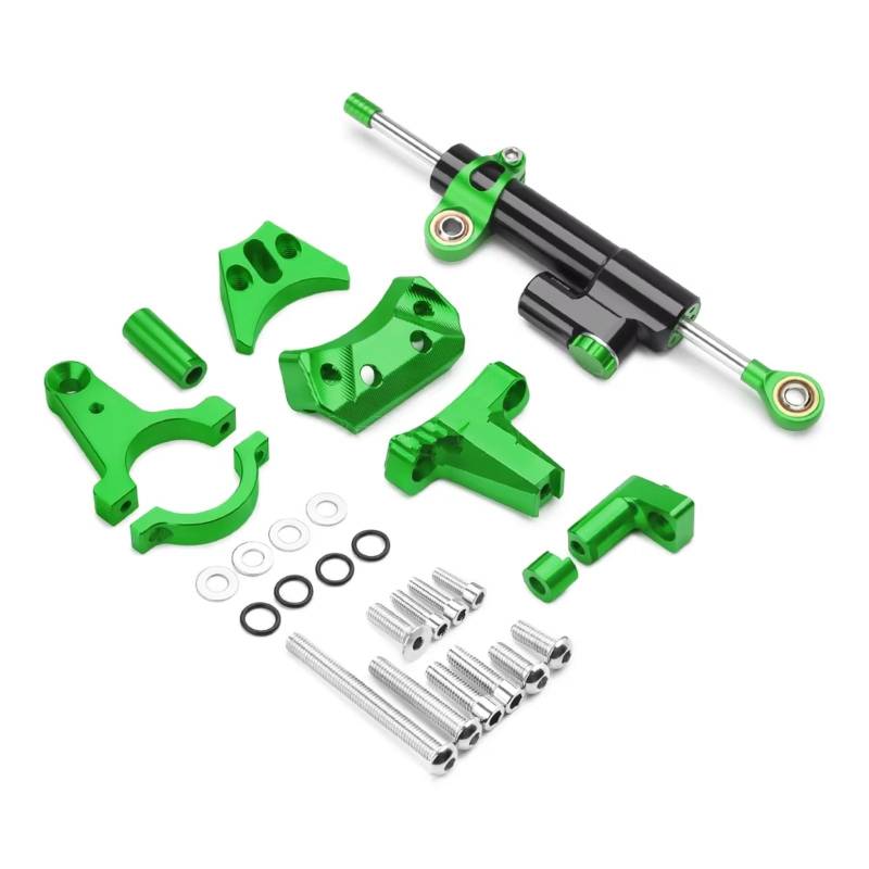 DSEQOPHH Motorrad Lenkungsdämpfer Für Ninja 400 Für Ninja400 2018 2019 2020 2021 2022 2023 Motorrad Lenkung Dämpfer Stabilisator Montage Halterung Kit(Green) von DSEQOPHH