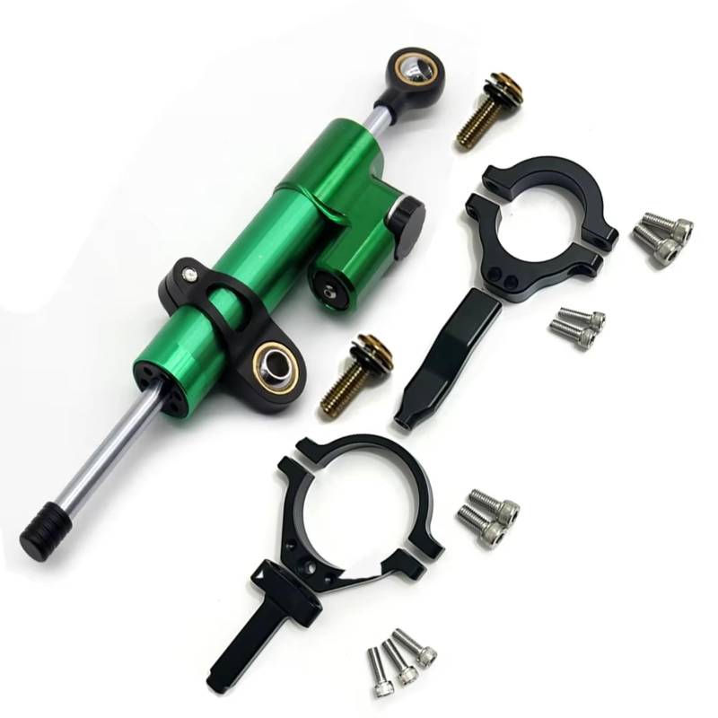 DSEQOPHH Motorrad Lenkungsdämpfer Für Ninja Für ZX-4RR 2023 Motorrad Lenkung Stabilisieren Dämpfer Montage Halterung Einstellbare Lenker Stabilisieren Kit(Green) von DSEQOPHH