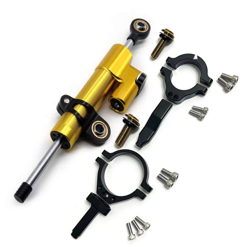 DSEQOPHH Motorrad Lenkungsdämpfer Für Ninja Für ZX-4RR 2023 Motorrad Lenkung Stabilisieren Dämpfer Montage Halterung Einstellbare Lenker Stabilisieren Kit(Yellow) von DSEQOPHH