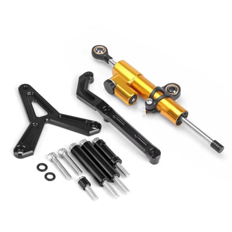 DSEQOPHH Motorrad Lenkungsdämpfer Für Tracer 9 Für TRACER9 Für Tracer 9 Für Tracer9 GT 2021 2022 2023 Universal Motorrad Lenkung Dämpfer Stabilisator Halterung Montieren Kit(Yellow) von DSEQOPHH