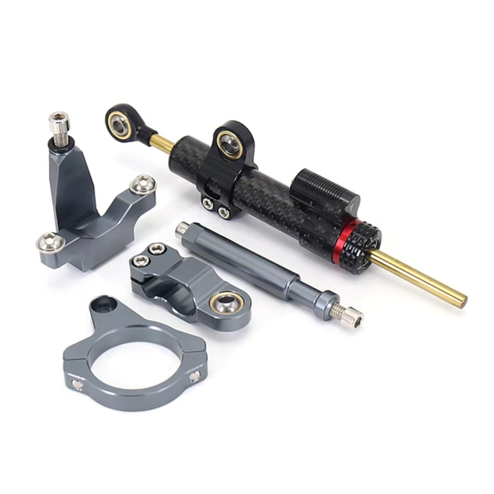 DSEQOPHH Motorrad Lenkungsdämpfer Für YZF R7 Für YZF R7 2021 2022 2023 Universal Motorrad Lenkung Dämpfer Stabilisator Halterung Montage Kit(Black-Gray) von DSEQOPHH