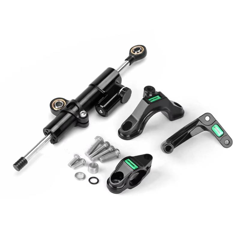 DSEQOPHH Motorrad Lenkungsdämpfer Für ZX6R Für ZX-6r 2024- Motorrad Lenkung Stabilisieren Dämpfer Stoßdämpfer Halterung Montage Zubehör Linear Kit(Black) von DSEQOPHH