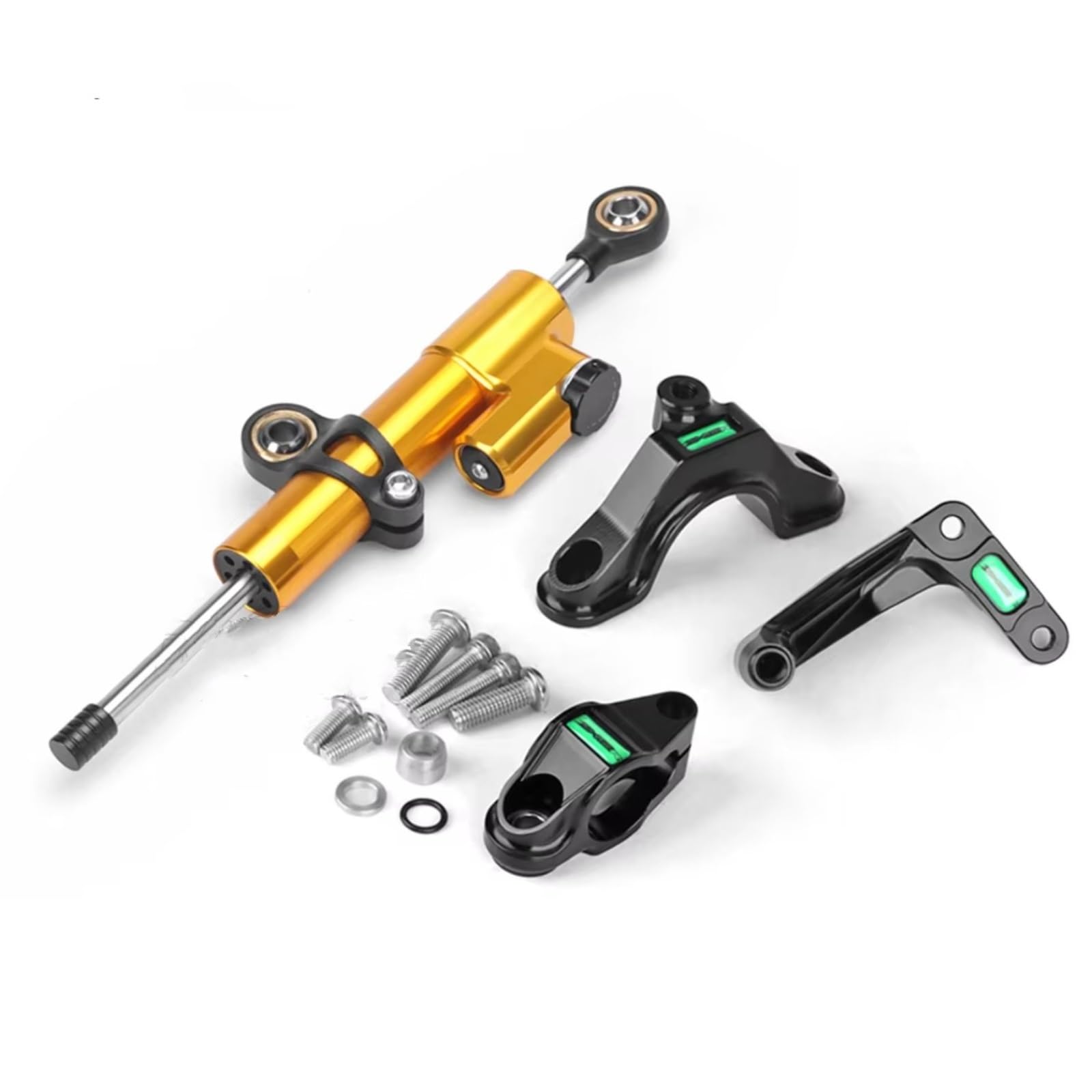 DSEQOPHH Motorrad Lenkungsdämpfer Für ZX6R Für ZX-6r 2024- Motorrad Lenkung Stabilisieren Dämpfer Stoßdämpfer Halterung Montage Zubehör Linear Kit(Yellow) von DSEQOPHH