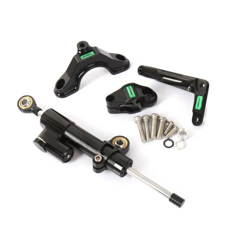 DSEQOPHH Motorrad Lenkungsdämpfer Für ZX6R Für ZX6 R 2024 Motorrad Lenkung Stabilisieren Dämpfer Halterung Montieren Zubehör Linear Stoßdämpfer Einstellbar(Black) von DSEQOPHH