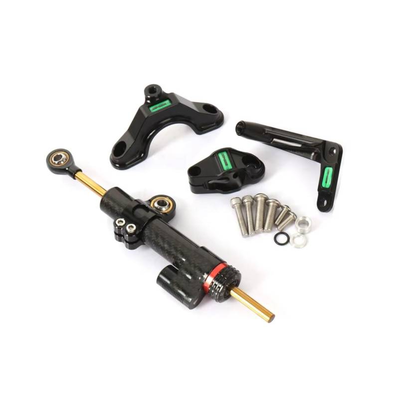 DSEQOPHH Motorrad Lenkungsdämpfer Für ZX6R Für ZX6R 2024 Motorrad Lenkung Stabilisieren Dämpfer Stoßdämpfer Halterung Linear Einstellbare Kit Zubehör(Black) von DSEQOPHH