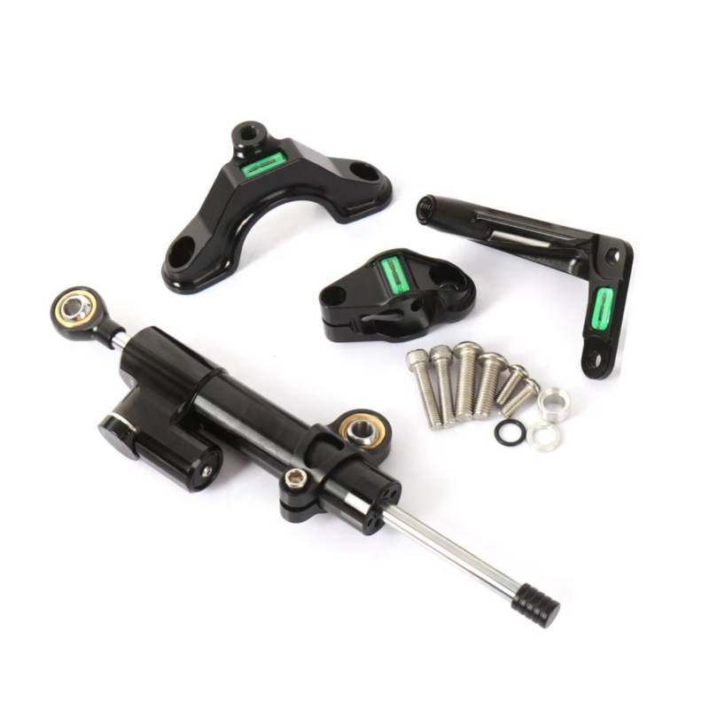 DSEQOPHH Motorrad Lenkungsdämpfer Für ZX6R Für ZX6R 2024 Universal Motorrad Einstellbare Lenkung Stabilisieren Linear Dämpfer Stoßdämpfer Halterung Kit(Black) von DSEQOPHH