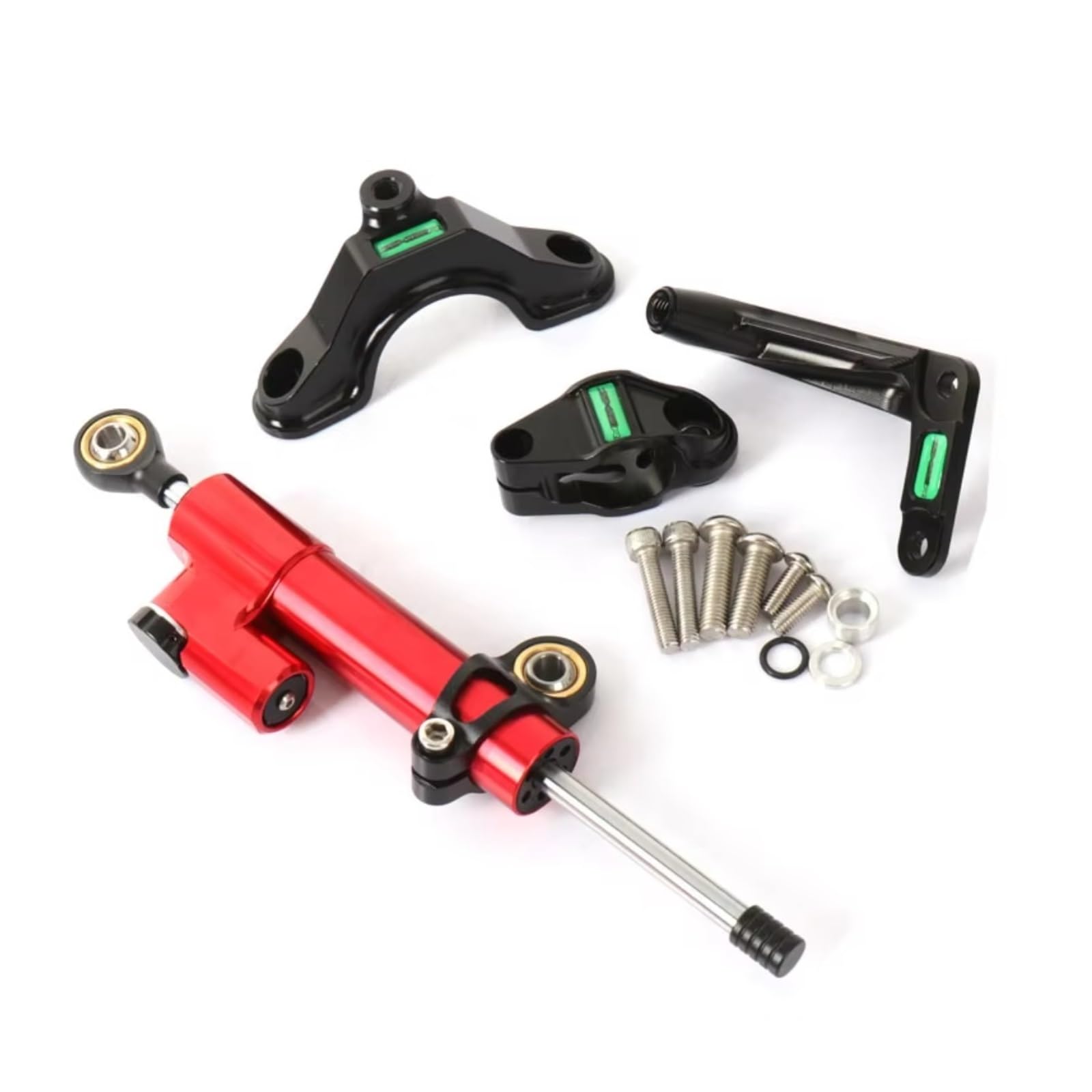 DSEQOPHH Motorrad Lenkungsdämpfer Für ZX6R Für ZX6R 2024 Universal Motorrad Einstellbare Lenkung Stabilisieren Linear Dämpfer Stoßdämpfer Halterung Kit(Red) von DSEQOPHH