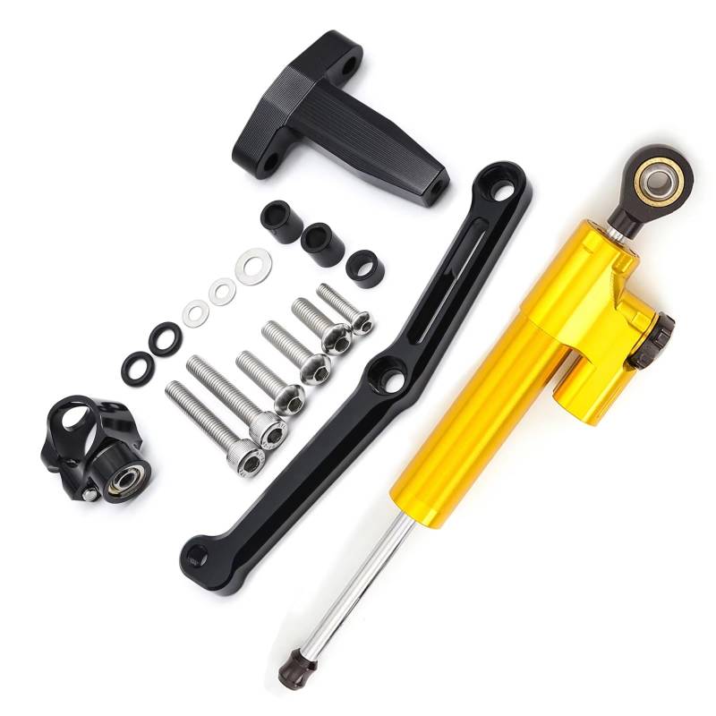 DSEQOPHH Motorrad Lenkungsdämpfer Kompatibel Mit Benelli Für 752s 2023 2022 2021 2020 2019 Universal Motorräder Stabilisator Dämpfer Halterung Verstellbar(Yellow) von DSEQOPHH