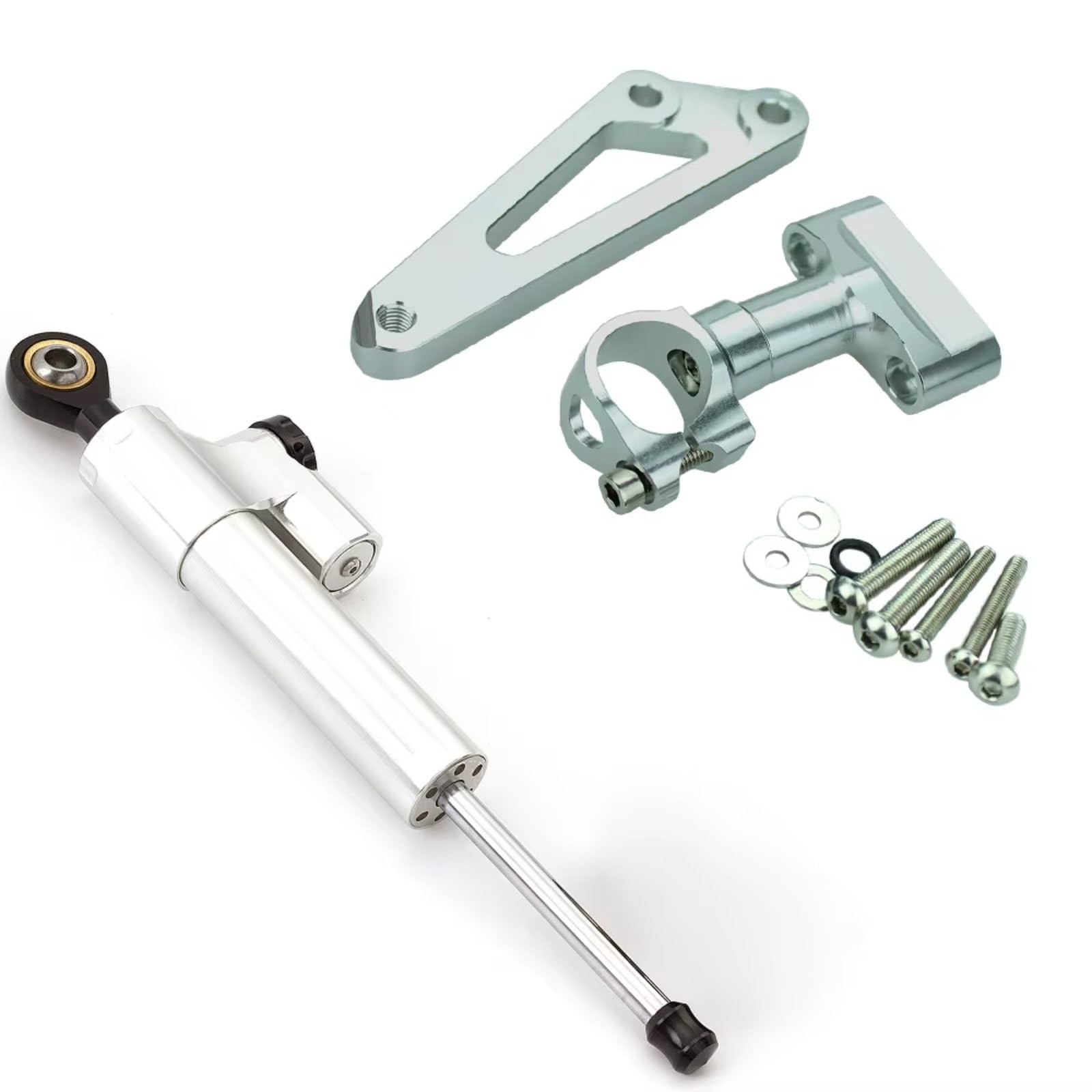 DSEQOPHH Motorrad Lenkungsdämpfer Kompatibel Mit CB600F Für Hornet 2007–2016 Motorrad Stabilisierungsdämpferhalterung CNC Lenkungsdämpfer Montagesatz(Silver) von DSEQOPHH