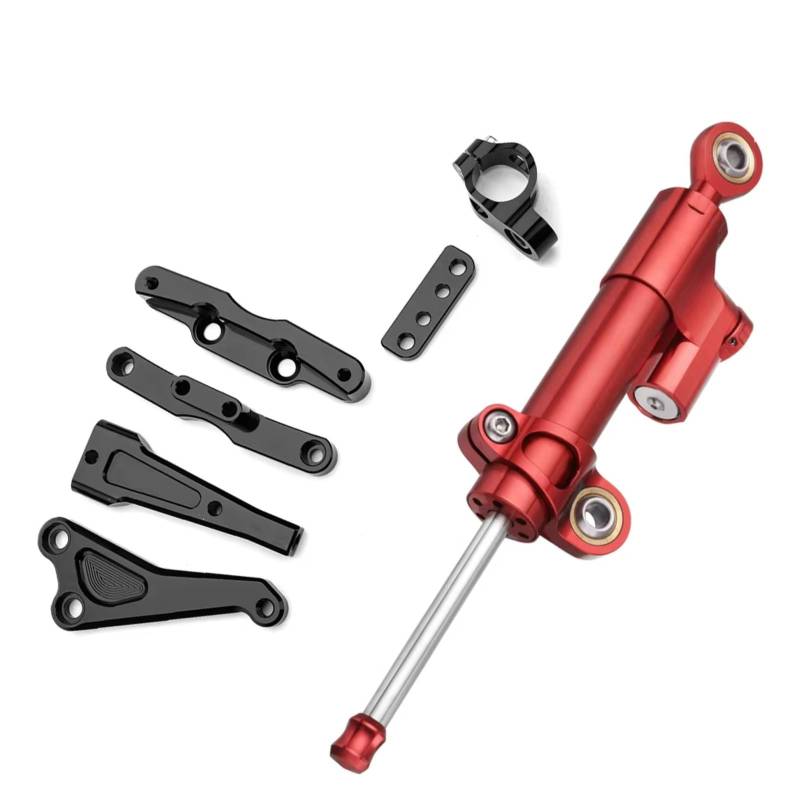 DSEQOPHH Motorrad Lenkungsdämpfer Kompatibel Mit CB650F Für CB650-F Motorrad Dämpferlenkung Stabilisierungssteuerung Montagehalterungs Kit(Red1) von DSEQOPHH