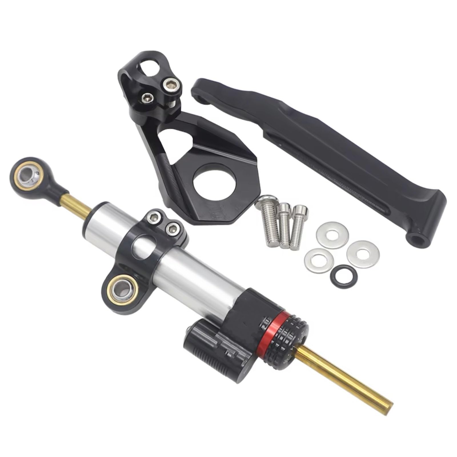 DSEQOPHH Motorrad Lenkungsdämpfer Kompatibel Mit CBR600RR Für CBR 600RR Für CBR600-RR 2005–2006 Universal Motorrad Lenkungsstabilisator Dämpfer Kit Halterung(Silver1) von DSEQOPHH